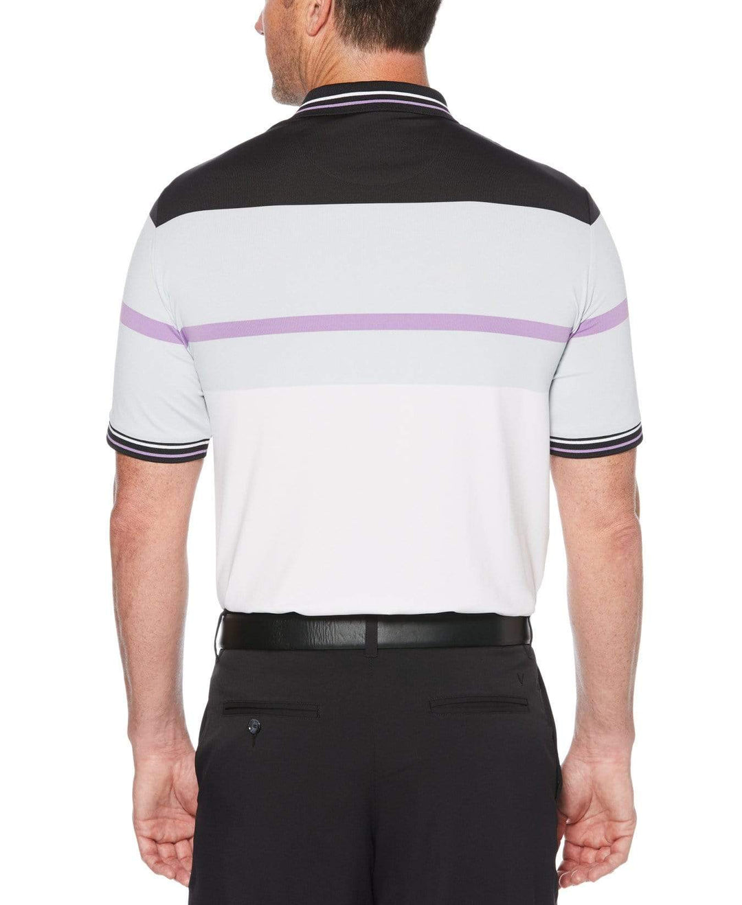 Mens Color Block Chest Stripe Polo Polos