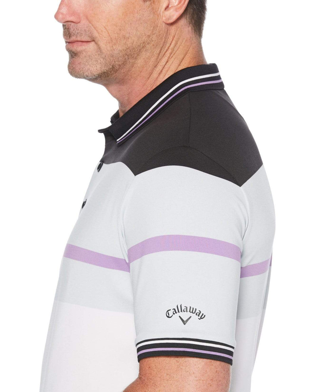 Mens Color Block Chest Stripe Polo Polos