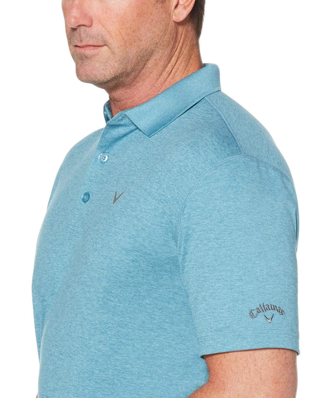 Mens Cooling Heathered Polo with Chevron Polos