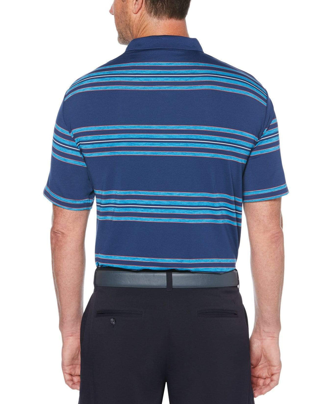 Mens Cooling Regimental Space Dye Stripe Polo with Chevron Polos
