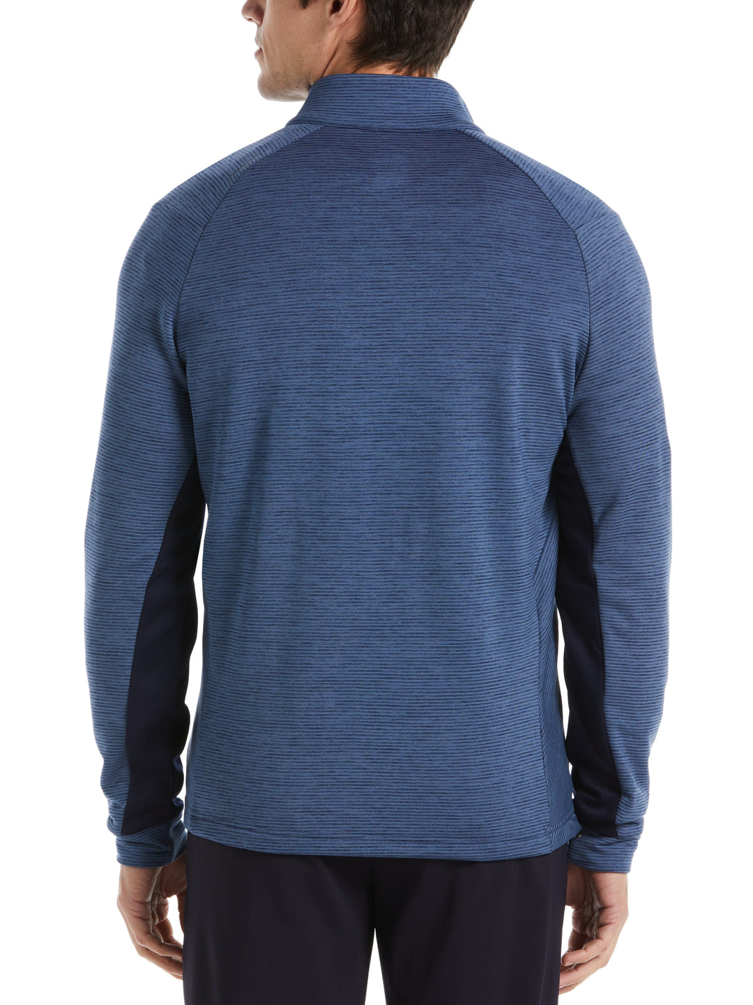 Eco Heather Stripe Fleece 1/4 Zip Golf Pullover (Dark Navy Htr) 