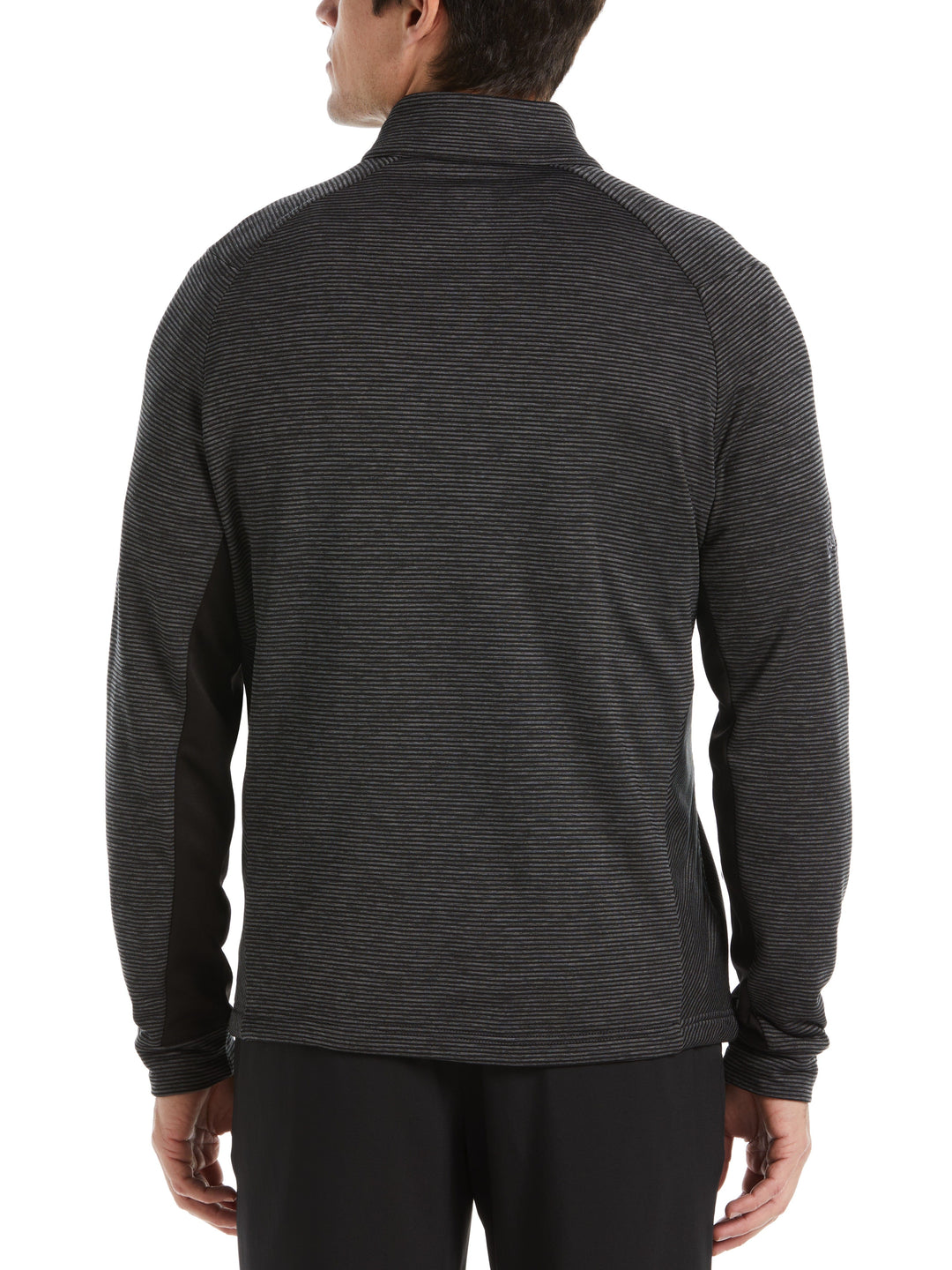 Eco Heather Stripe Fleece 1/4 Zip Golf Pullover (Black Heather) 