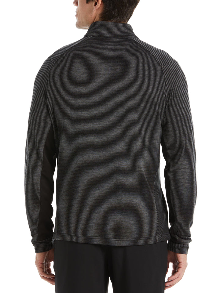 Eco Heather Stripe Fleece 1/4 Zip Golf Pullover (Black Heather) 
