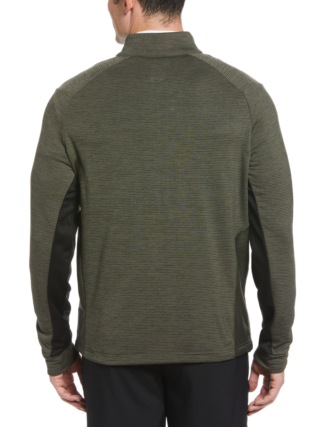 Eco Heather Stripe Fleece 1/4 Zip Golf Pullover (Dk Lichen Htr) 