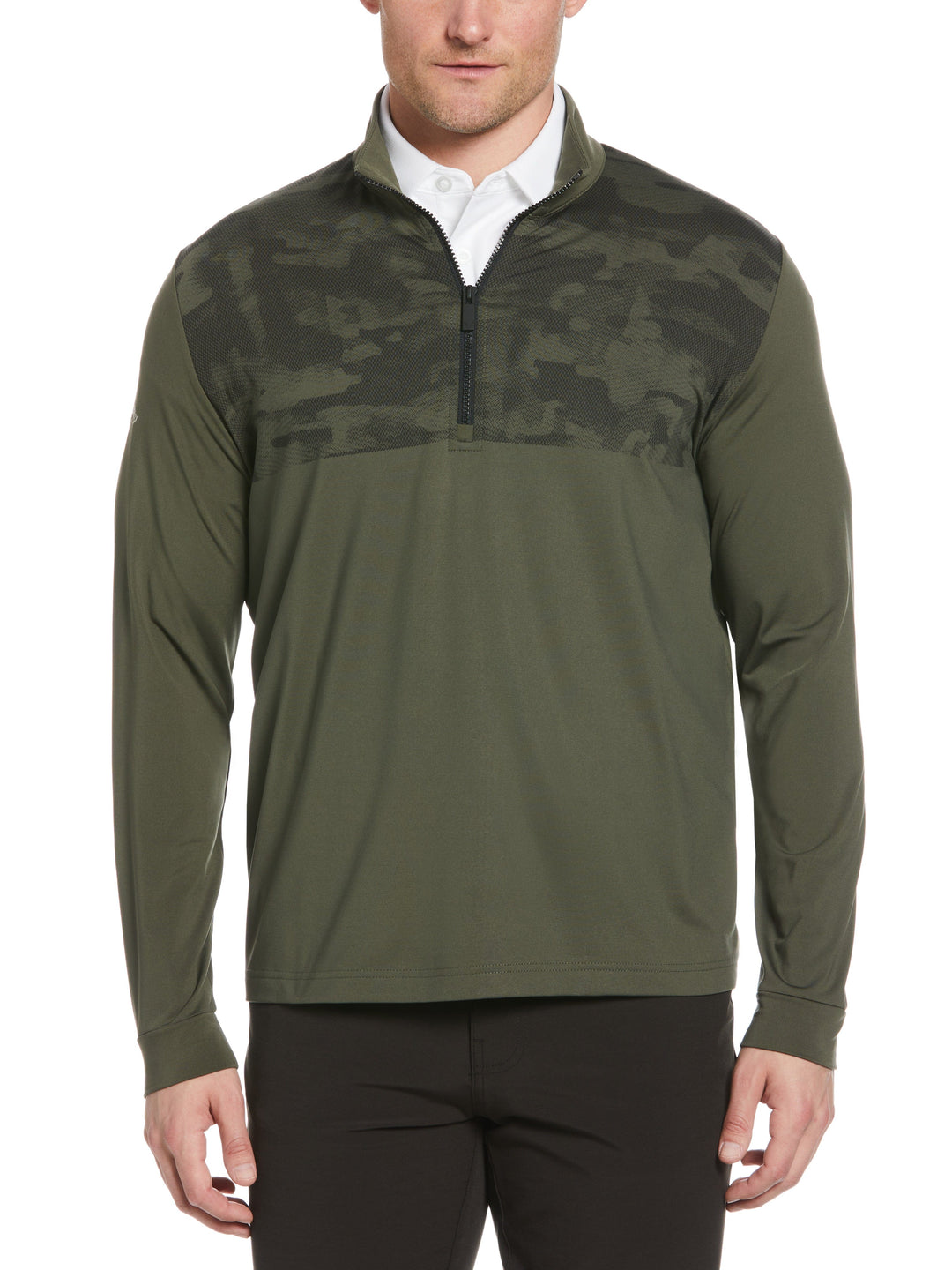 Engineered Digital Camo Print 1/4 Zip Golf Pullover (Black Lichen) 