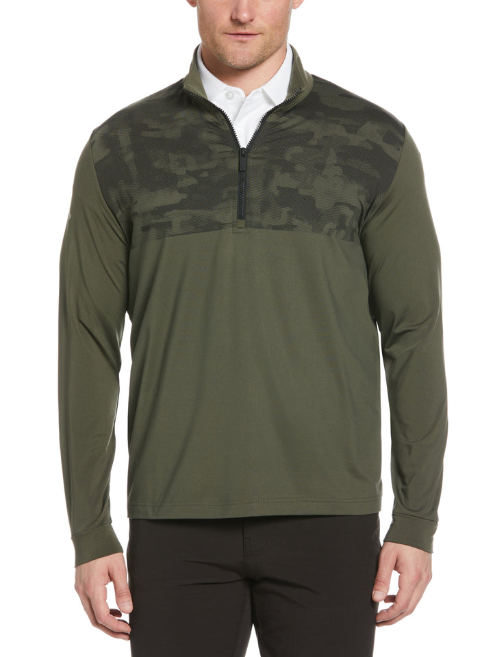 Engineered Digital Camo Print 1/4 Zip Golf Pullover (Black Lichen) 