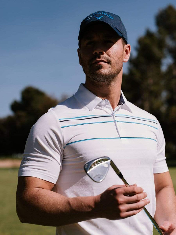 Mens Engineered Stripe Textured Chest Swing Tech Polo-Polos-Callaway Apparel