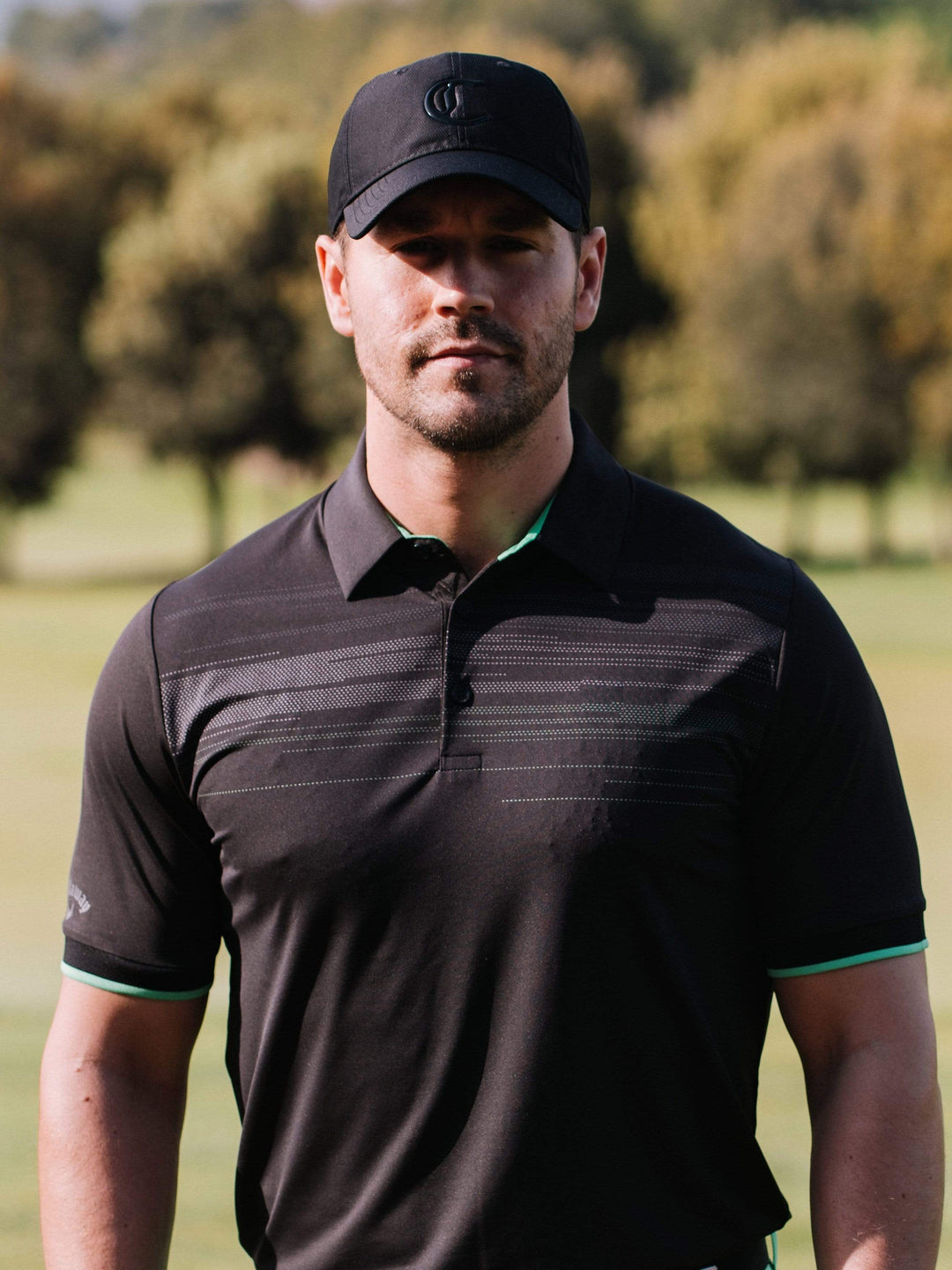 Mens Engineered Textured Chest Print Swing Tech Polo-Polos-Callaway Apparel