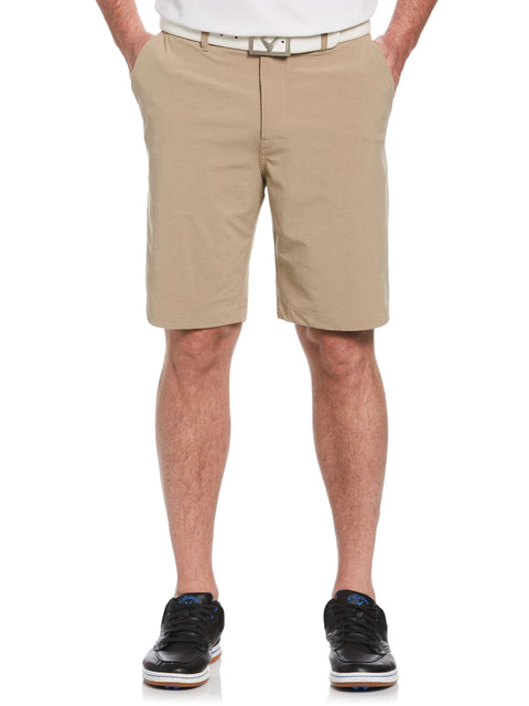 Mens Horizontal Textured Stretch Short-Shorts-Khaki Heather-38-Callaway
