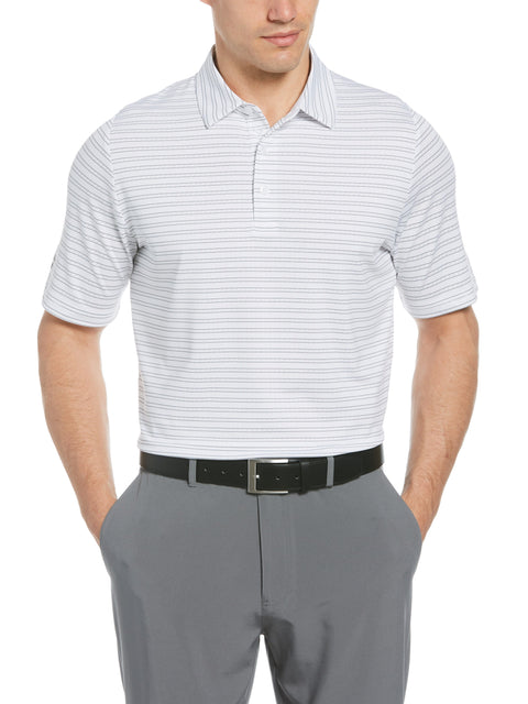 Mens Fine Line Ventilated Stripe Golf Polo Shirt (Bright White) 
