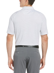 Mens Fine Line Ventilated Stripe Golf Polo Shirt (Bright White) 