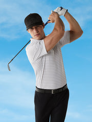 Mens Fine Line Ventilated Stripe Golf Polo Shirt-Polos-Callaway