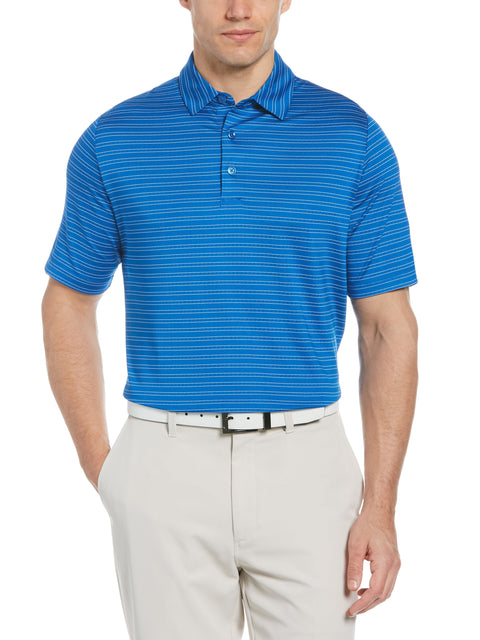 Mens Fine Line Ventilated Stripe Golf Polo Shirt