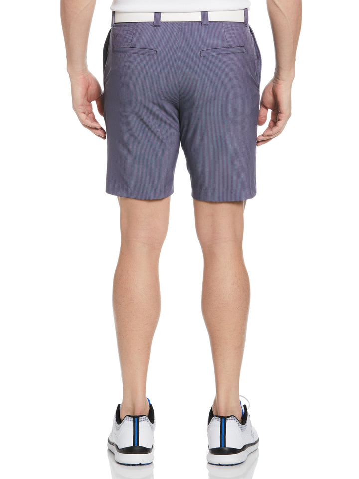 Flat Front Mini Texture Print Golf Short (Peacoat/Pink Sunset) 
