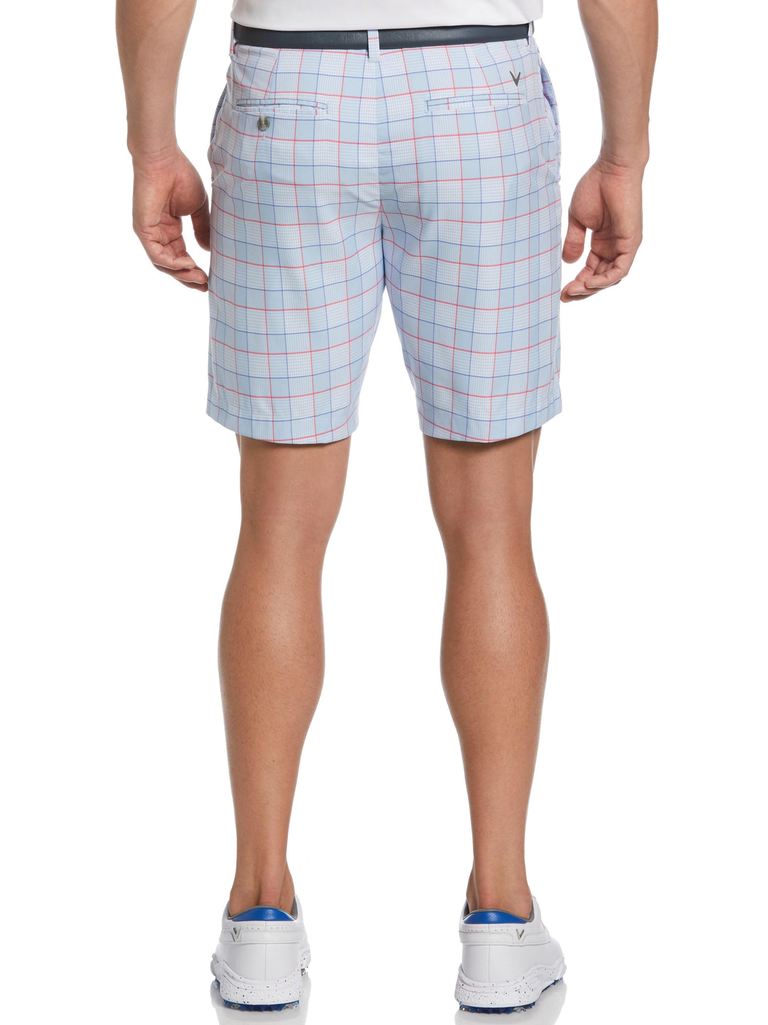 Flat Front Yarn Dye Heritage Plaid Ergo Golf Short (Chambray Blue) 