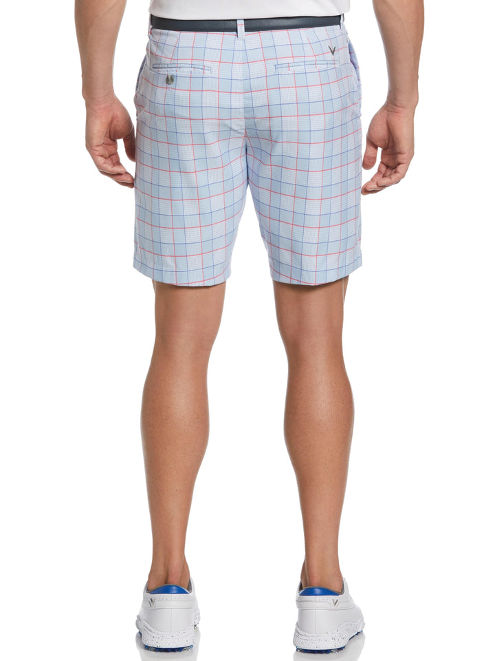 Flat Front Yarn Dye Heritage Plaid Ergo Golf Short (Chambray Blue) 