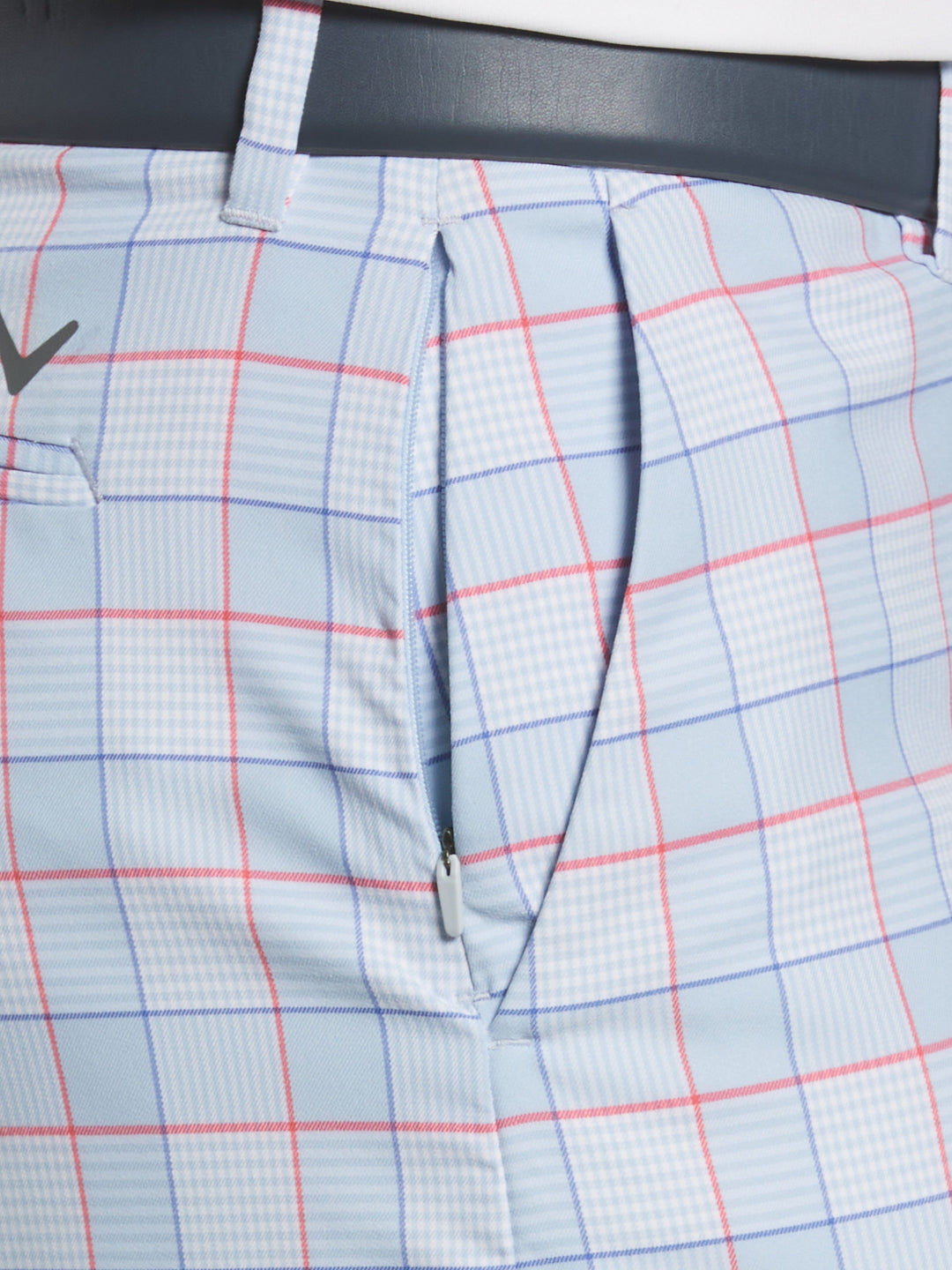 Flat Front Yarn Dye Heritage Plaid Ergo Golf Short (Chambray Blue) 