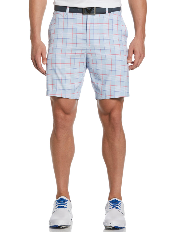 Flat Front Yarn Dye Heritage Plaid Ergo Golf Short (Chambray Blue) 