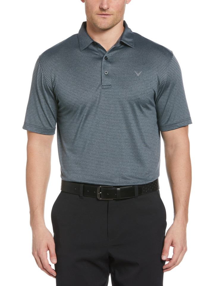 Heather Micro Stripe Golf Polo (Black Heather) 