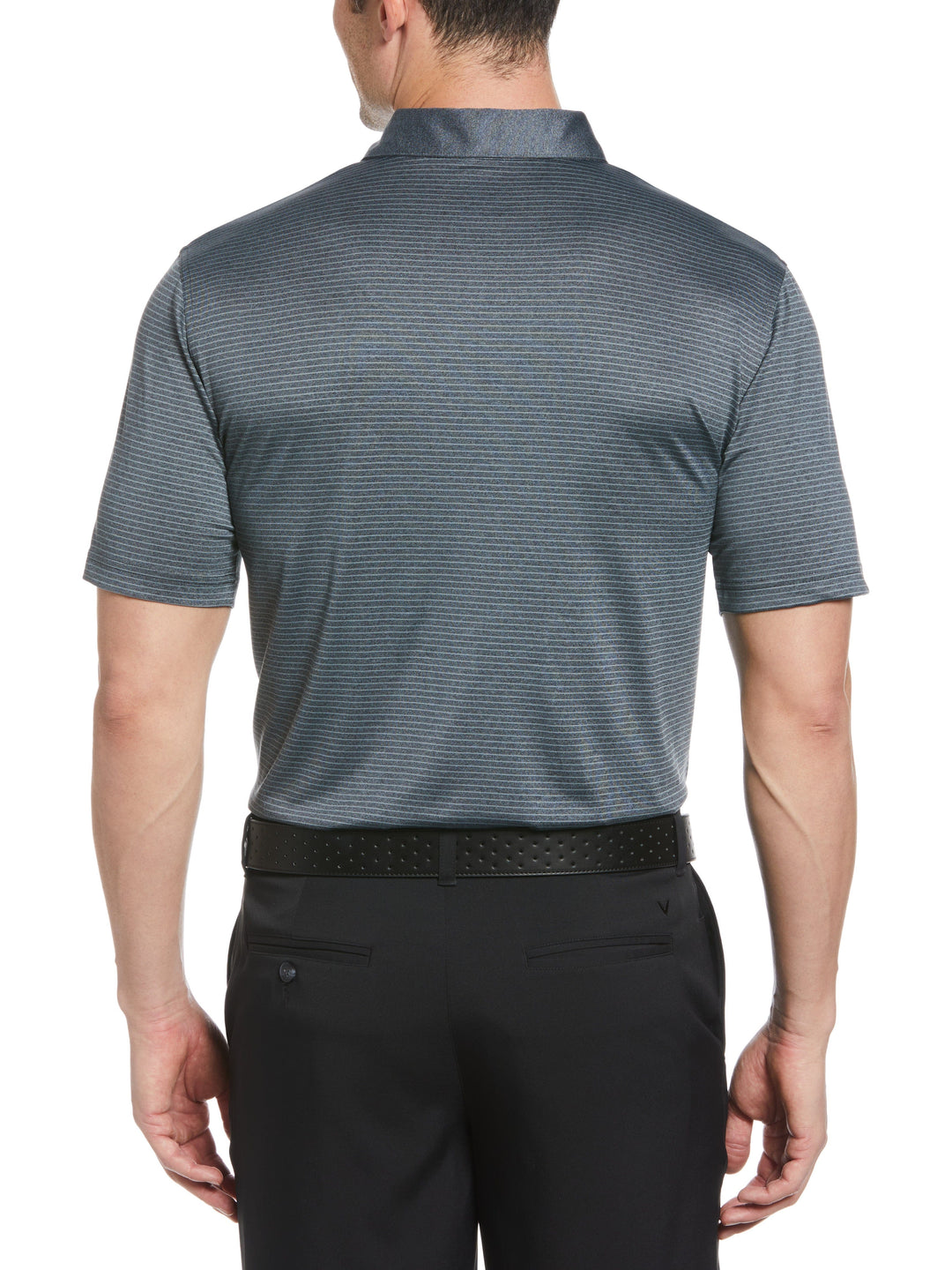 Heather Micro Stripe Golf Polo (Black Heather) 