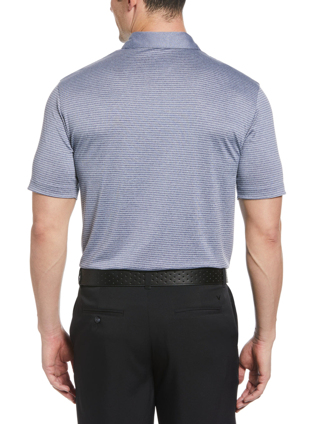 Heather Micro Stripe Golf Polo (Navy Chambry Htr) 
