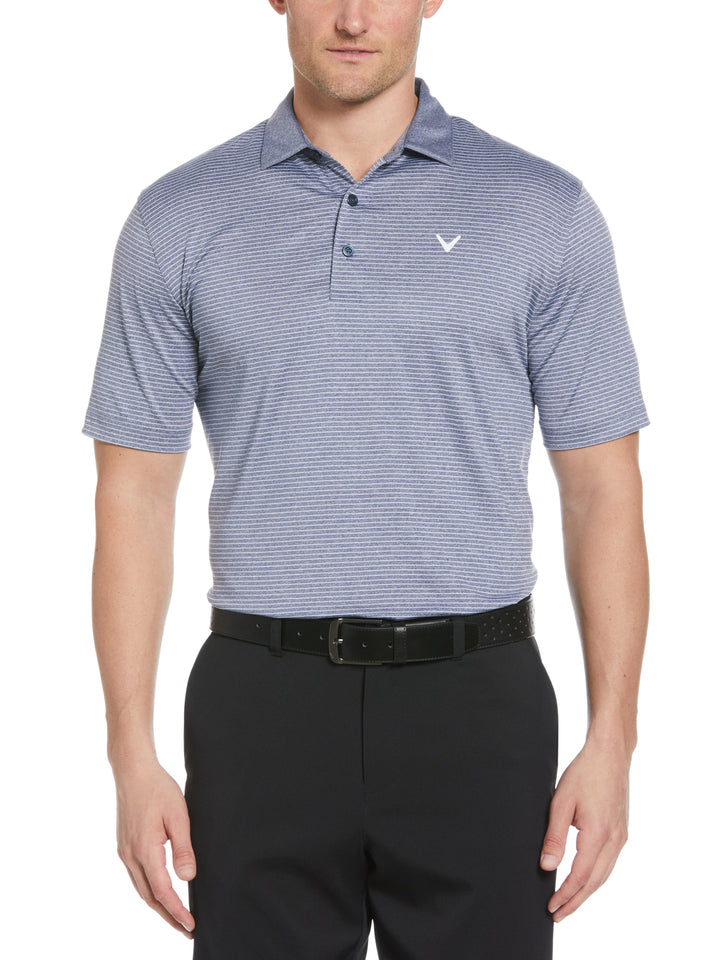 Heather Micro Stripe Golf Polo (Navy Chambry Htr) 