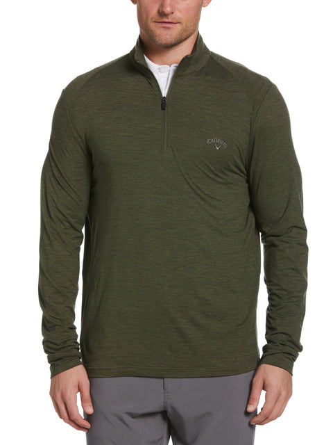 Lux Touch Printed 1/4 Zip Golf Pullover (Bronze Grn Htr) 