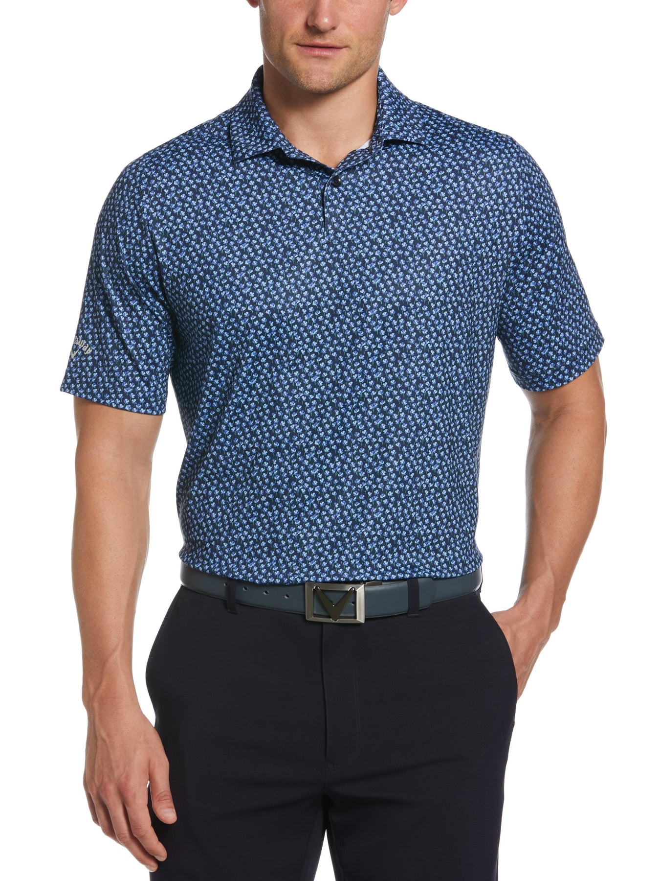 Mens-Micro-Floral-Print-Golf-