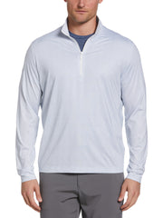 Micro Trademark Geo Print Sun Protection 1/4 Zip Golf Pullover (Bright White) 