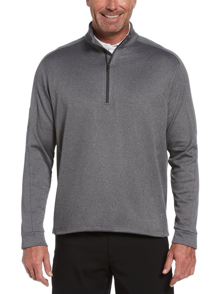 Mens Midweight Waffle Knit Fleece 1/4 Zip Golf Sweater-Jackets-Med Asphalt Htr-XL-Callaway