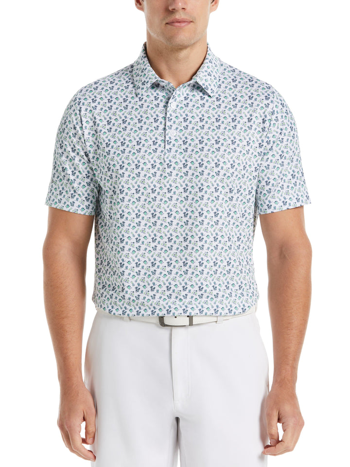 Novelty Print Golf Polo (Bright White) 