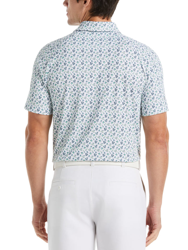 Novelty Print Golf Polo (Bright White) 