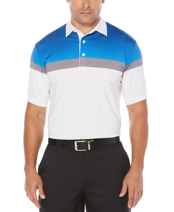 Mens Opti-Dri Heathered Color Block Polo Polos Bright White / XXL