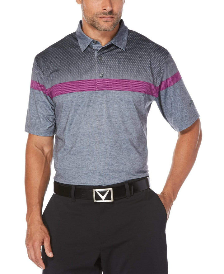 Mens Opti-Dri Heathered Color Block Polo Polos Medium Grey Heather / XL