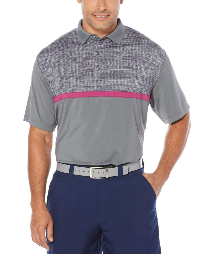 Mens Opti-Dri Textured Color Block Polo Polos Quiet Shade / S