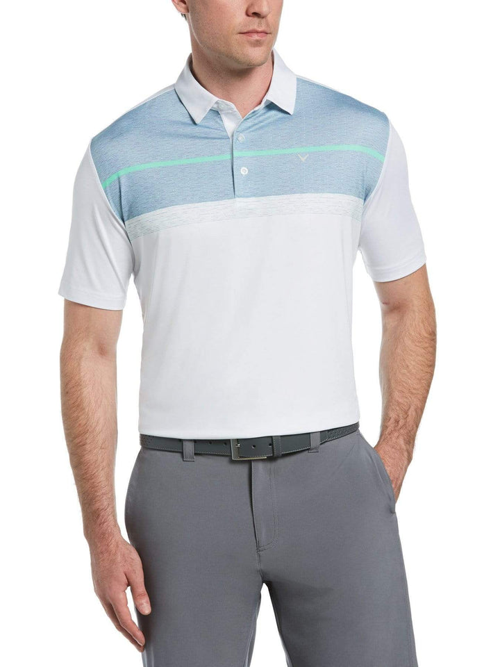 Mens Printed Mixed Texture Block Polo-Polos-Bright White-XXL-Callaway
