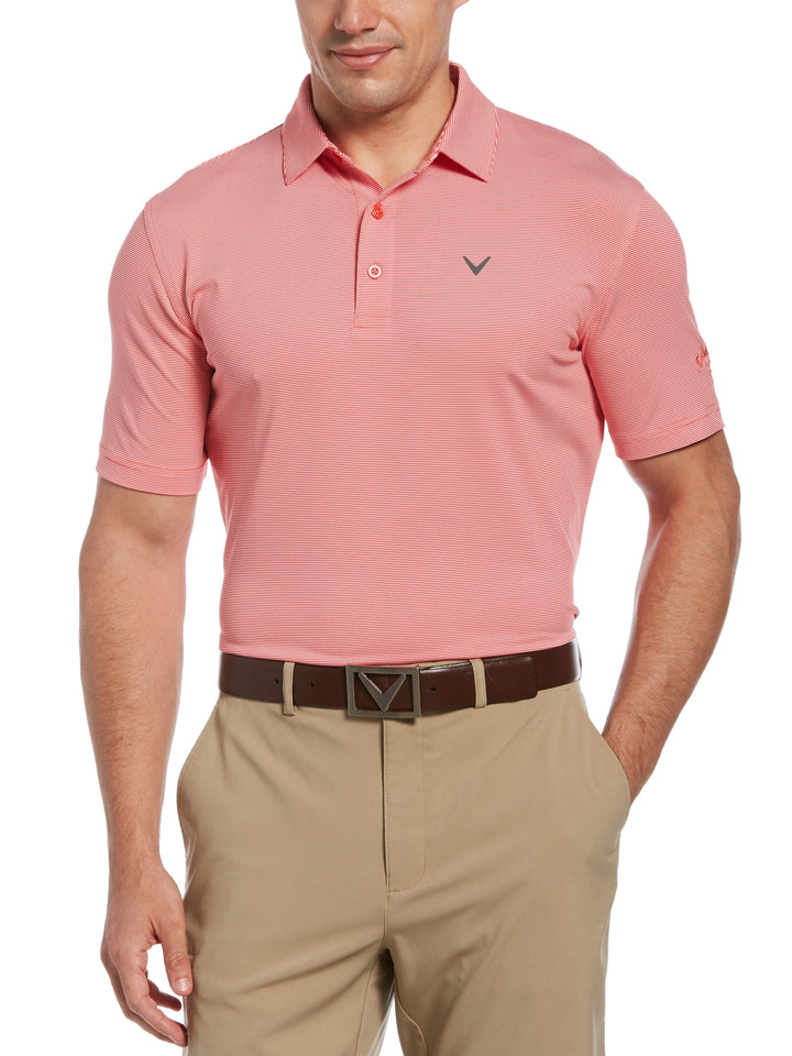 Men's Pro Spin Fine Line Stripe Golf Polo-Polos-Poppy Red-L-Callaway