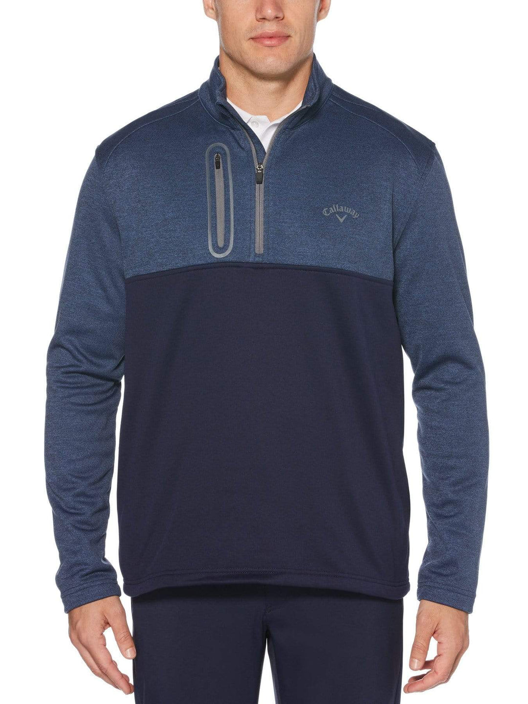 Mens Quarter Zip Banded Collar Pullover-Jackets-Peacoat Heather-XL-Callaway