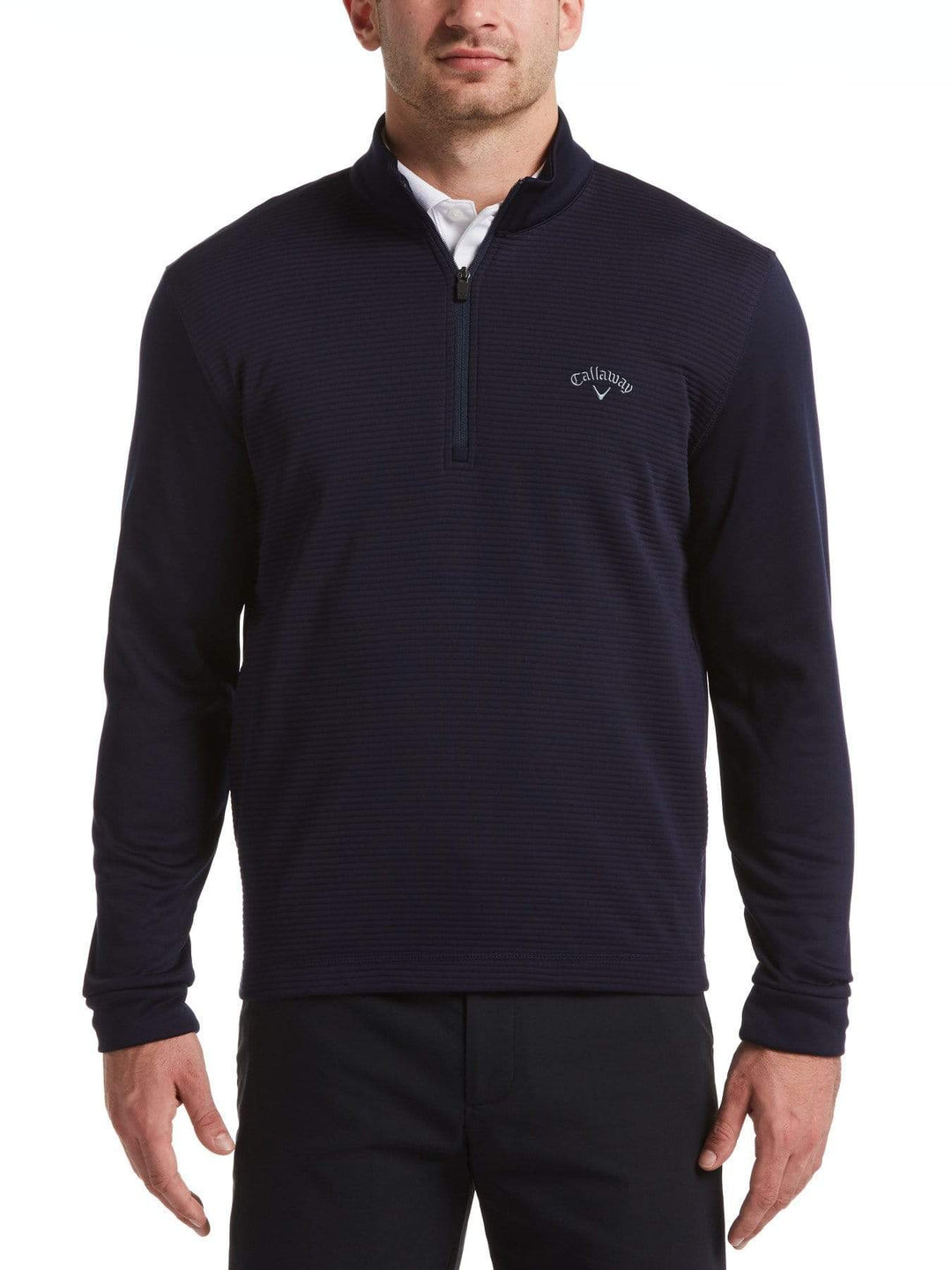 Mens 1/4 Zip Front Ottoman Pullover Jackets Peacoat / L