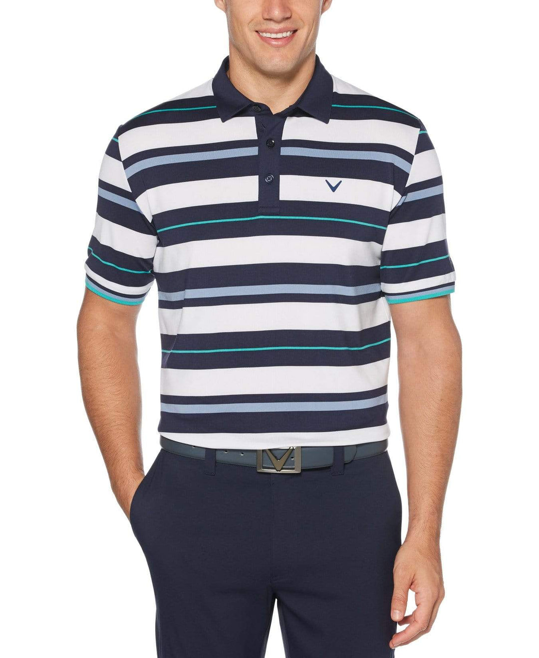Mens Roadmap Stripe Polo Polos Peacoat / L