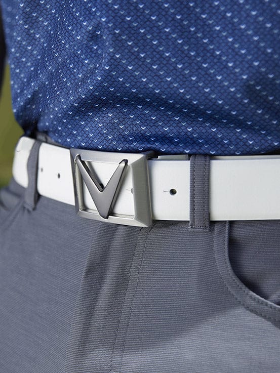 Mens Signature Chevron Belt-Belts-Bright White-OS-Callaway
