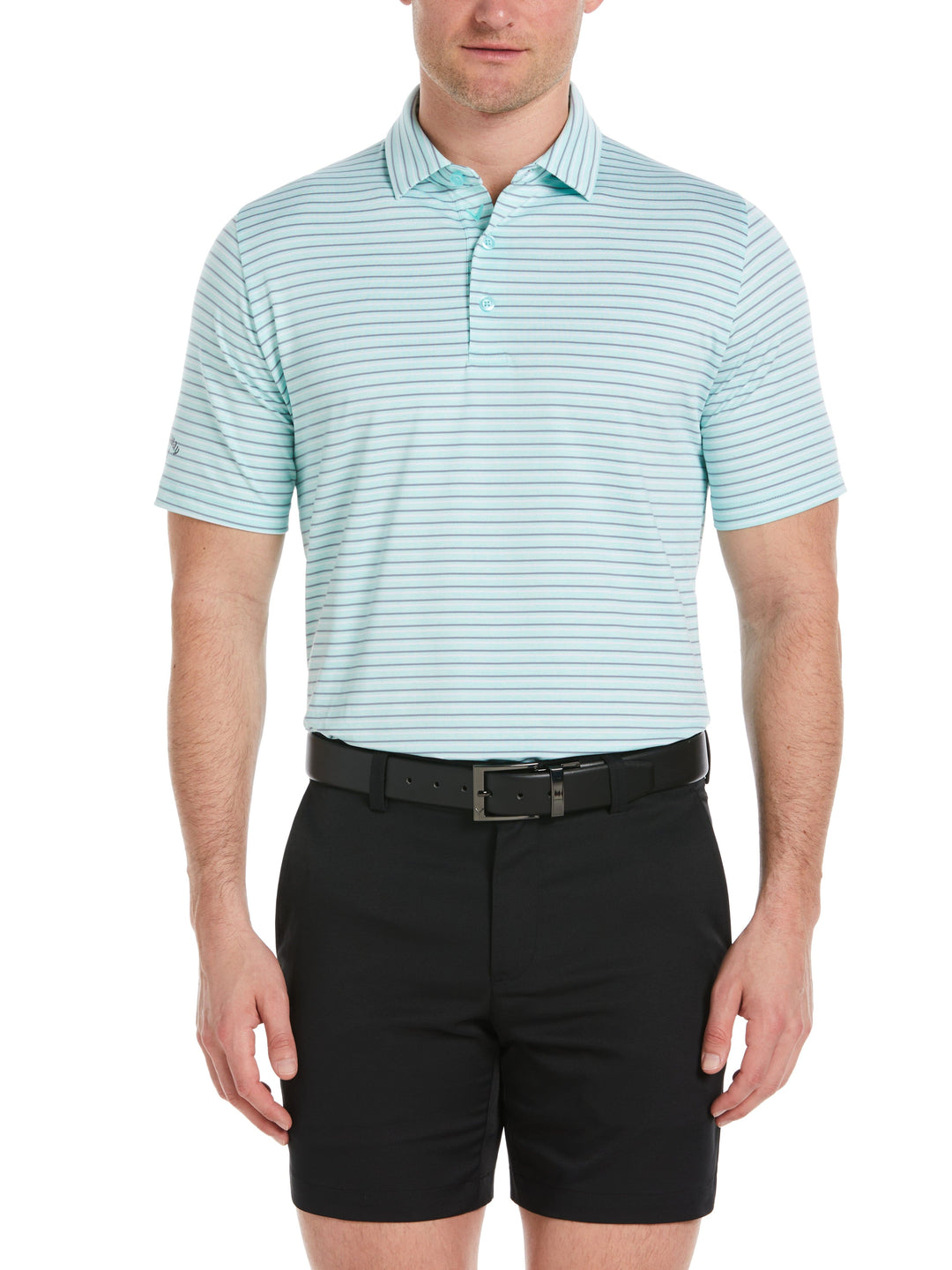 Soft Touch Stripe Golf Polo (Aruba Blue Heather) 