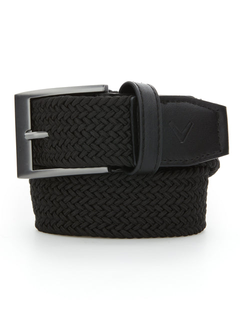 Mens Solid Braided Belt (Caviar) 