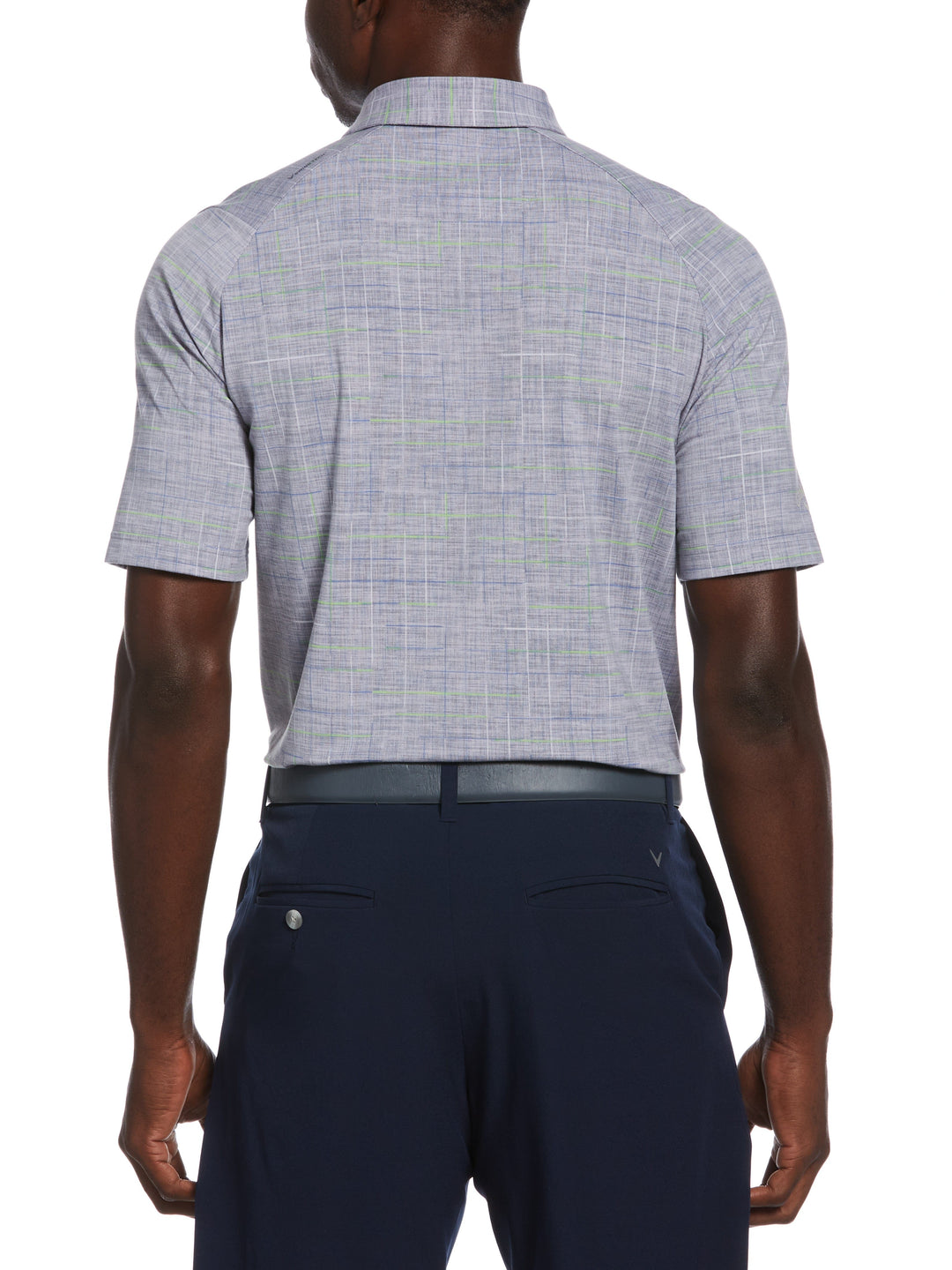 Sun-Worn Texture Print Plaid Golf Polo (Flint Stone) 