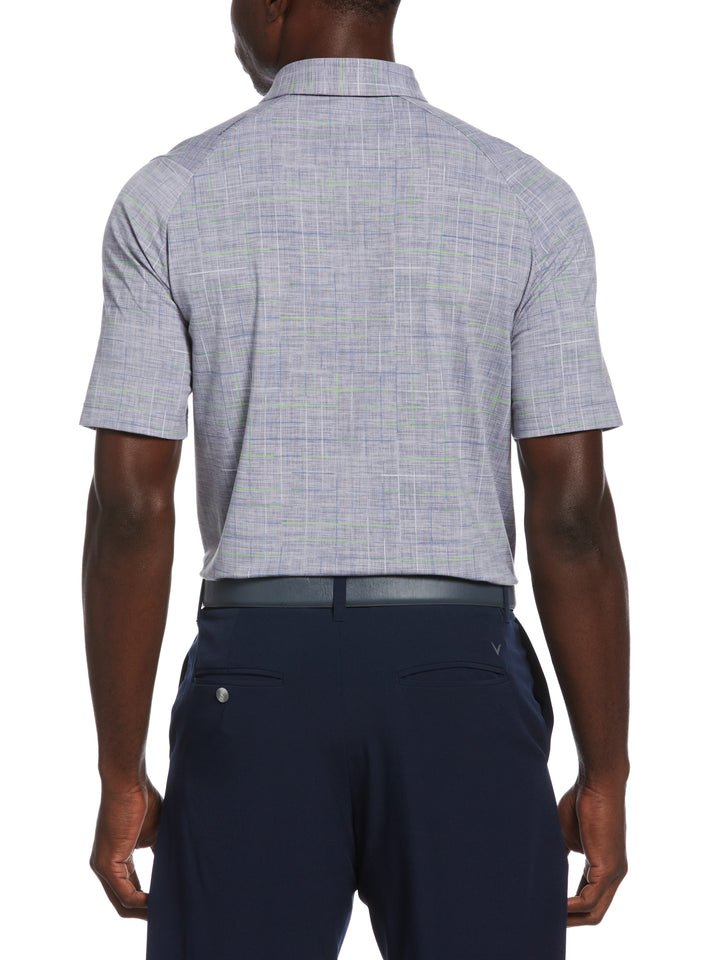 Sun-Worn Texture Print Plaid Golf Polo (Flint Stone) 