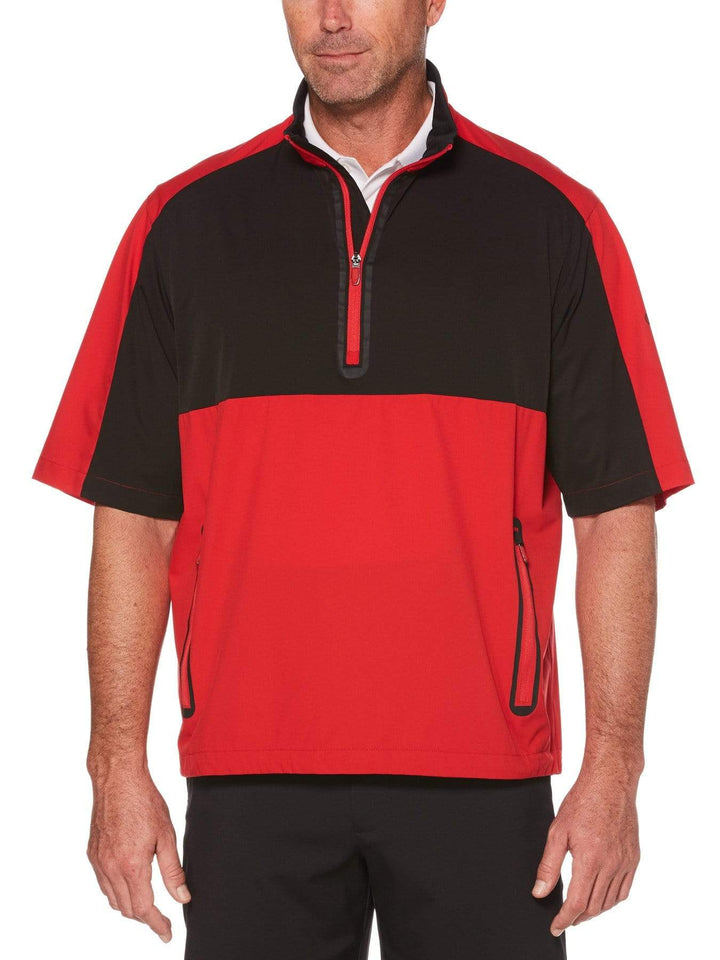 Mens Swing Tech 1/2 Sleeve Color Block Golf Windshirt-Jackets-Lychee-S-Callaway