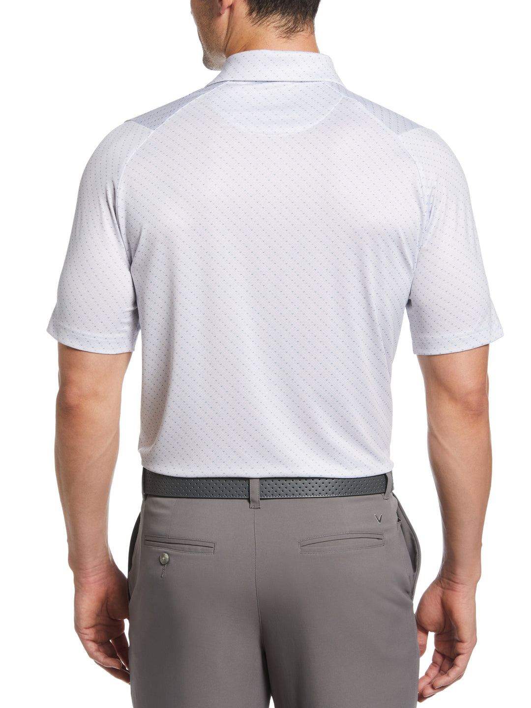 Men's Swing Tech Allover Chevron Golf Polo Shirt (Bright White/Peacoat) 