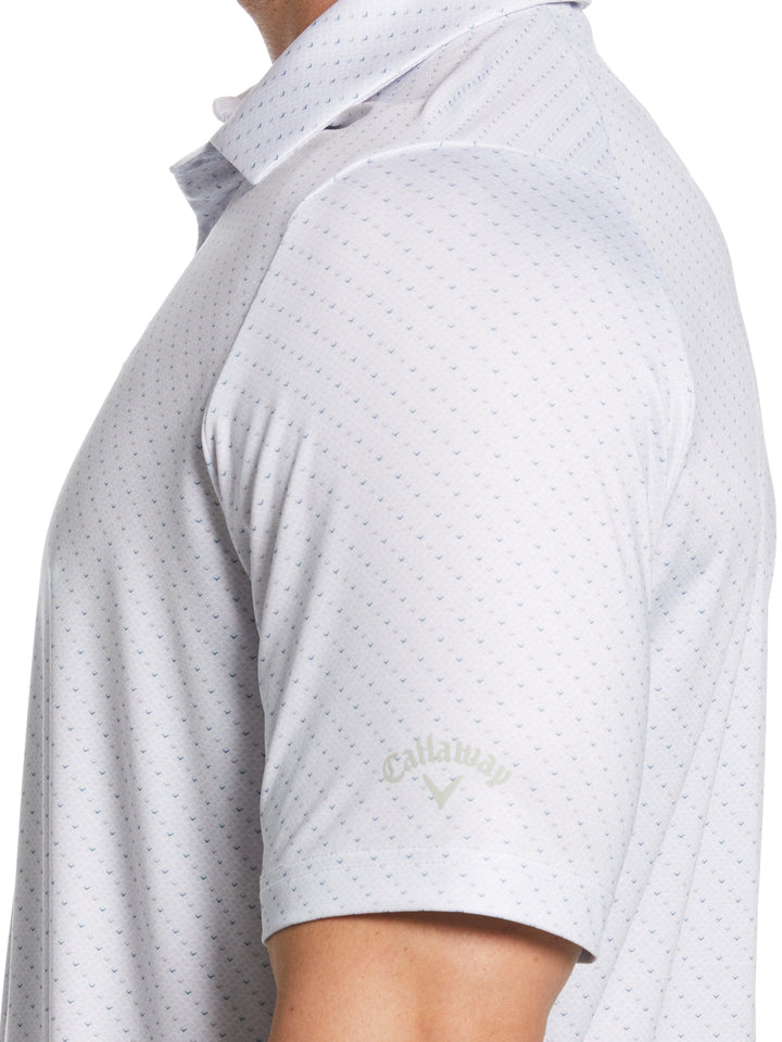 Men's Swing Tech Allover Chevron Golf Polo Shirt (Bright White/Peacoat) 