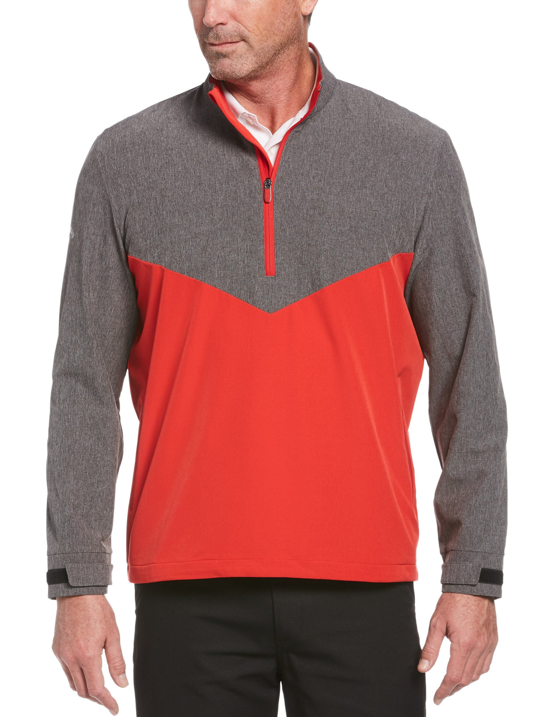 Mens Swing Tech Blocked 1/4 Zip Golf Windbreaker-Jackets-Med Asphalt Htr-XXL-Callaway