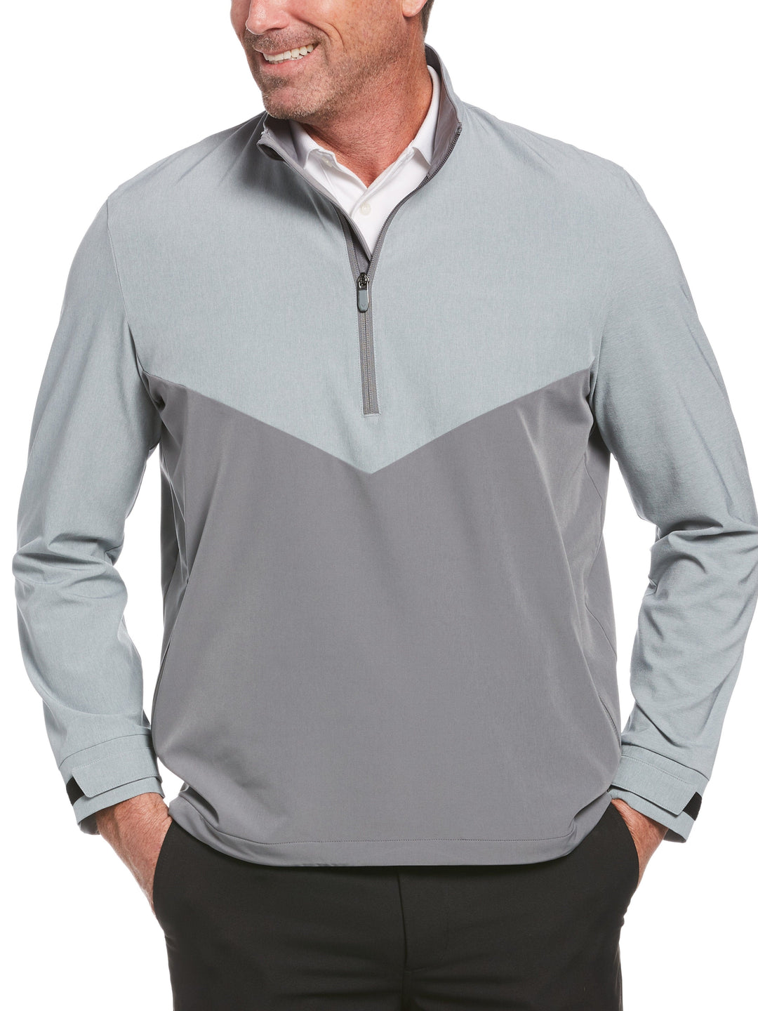 Mens Swing Tech Blocked 1/4 Zip Golf Windbreaker-Jackets-Quarry Heather-XL-Callaway